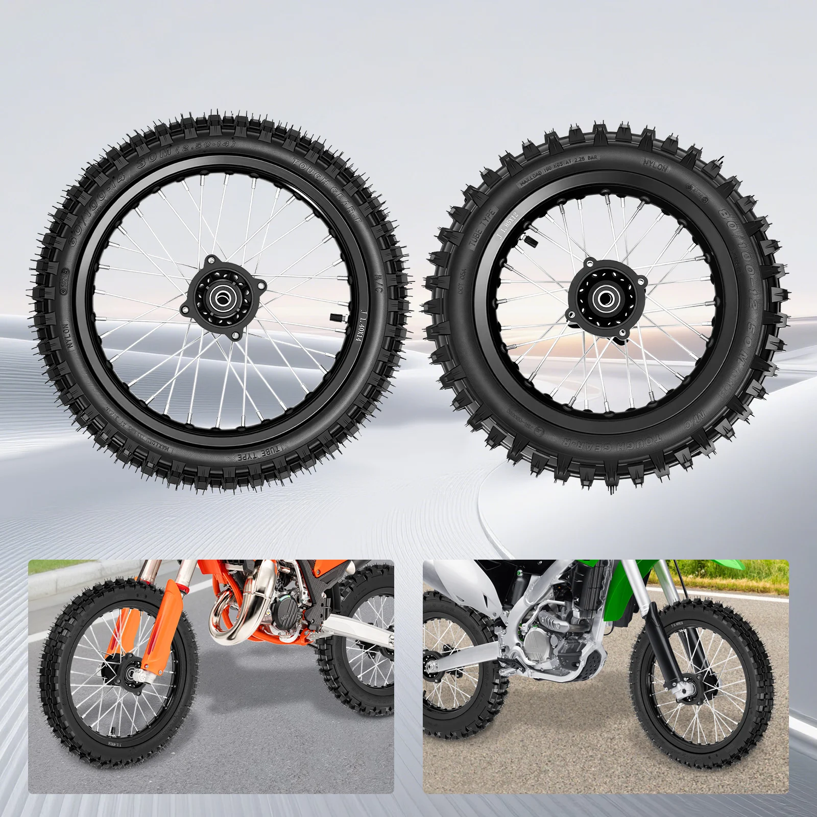 

Front And Rear Wheel Replacement Wheels 80 100 12 60 100 14 Off Road Motorcycle Aluminum Wheel Rim High Grip Durable Replacement
