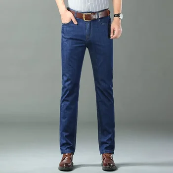 New Ice Silk Thin Denim Jeans For Men Blue Straight Stretch Cotton Pants Business Casual Lightweight Trousers Spring Summer 6