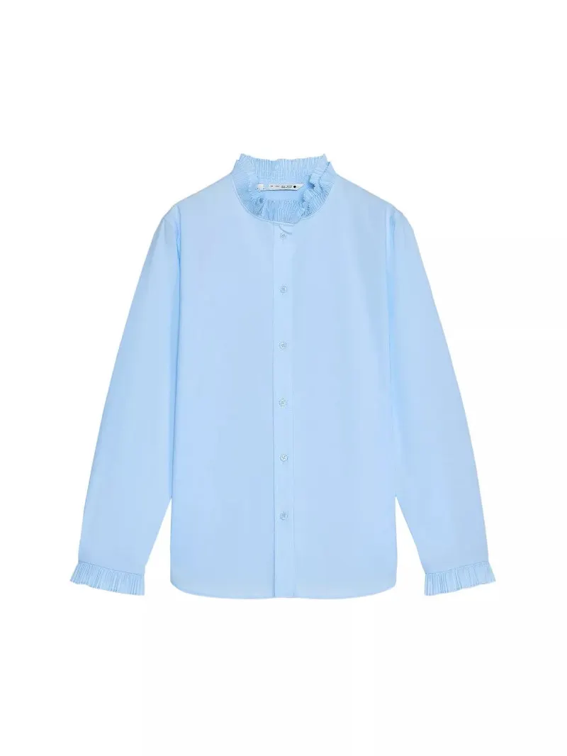 Spring Summer New Arrival Women's Commute Sle Loose Fit Pure Color Cotton Blend Decorative irt Top Korean Version Long Sl...