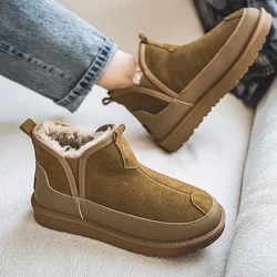 Plush Warm Boots Men Work Winter Cotton Shoes For Men outdoor Comfort Men'S Boots cow suede leather Casual Winter Shoes Male