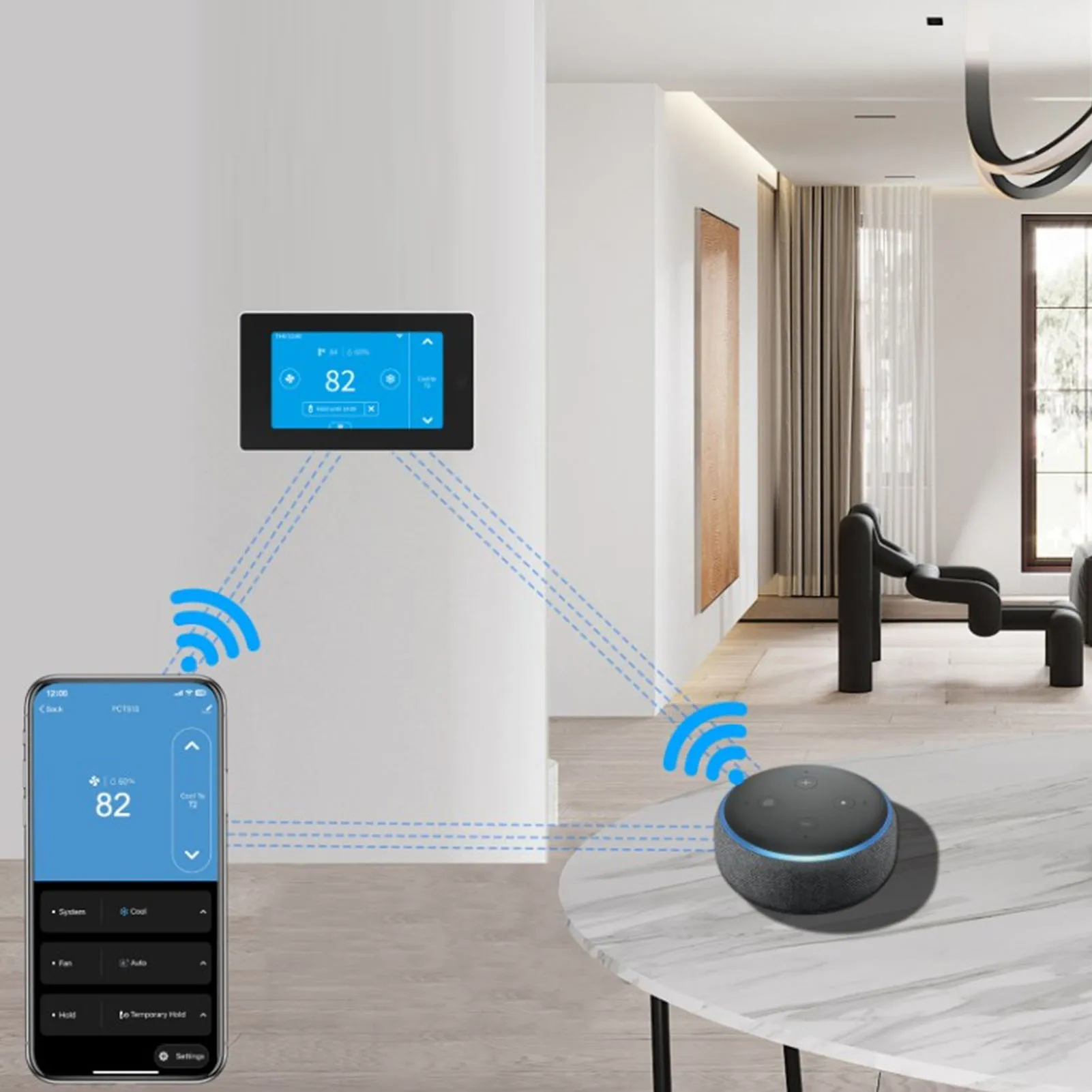 Digital Thermostat Smart WiFi Temperature Monitor Sensor with Large LCD  Remote Control for Home Temperature Monitor