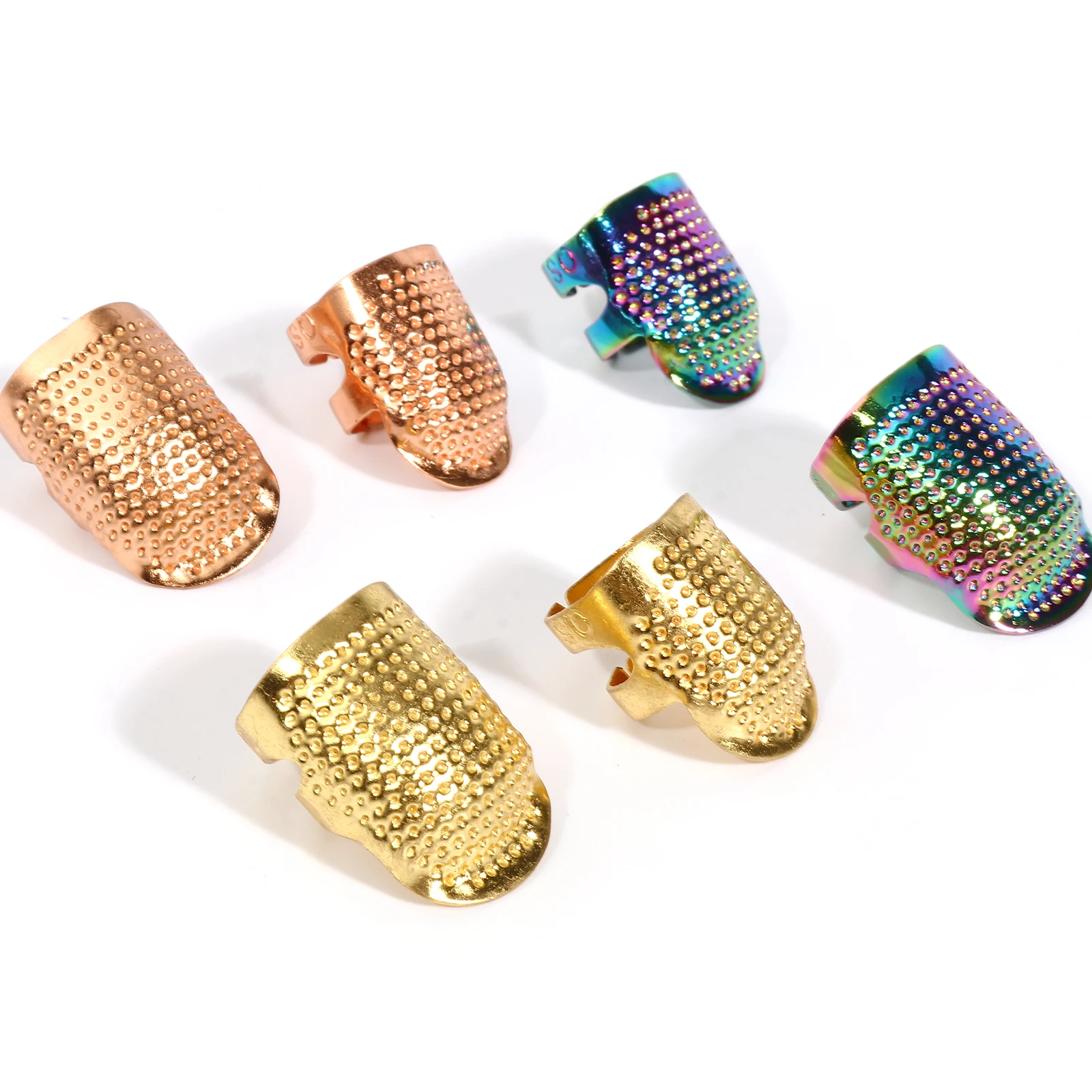 

Copper Finger Thimble Multicolor Adjustable Sewing Needle Protector Anti Slip Ring Craft DIY Household Sewing Tools , 5 PCs