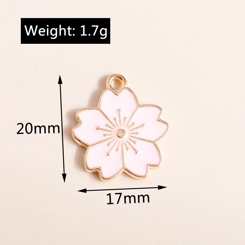 10pcs 17*20mm Colorful Enamel Cute Sakaru Flowers Charms for Earrings Necklaces Pendants Handmade DIY Jewelry Making Accessories