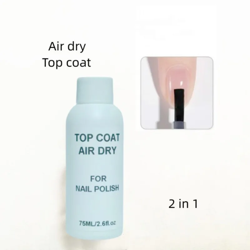 75ml Transparent Finish Varnish Top Coat with jar brush Air dry Top coat for Nail Polish