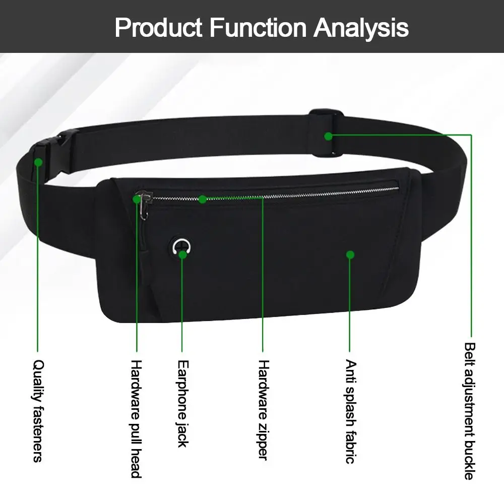 New Nylon Hidden Waist Bag Waterproof Solid Color Waist Pack Ultra-Thin Lightweight Sports Belt Pouch