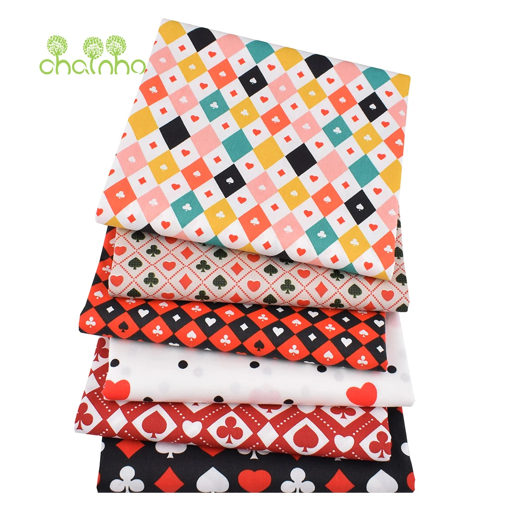 Chainho,Print Twill Katoenen Stof, Patchwork Doek, Diy Naaien Quiltmateriaal, Poker Patroon Serie, 3 Specificatie, 2c65