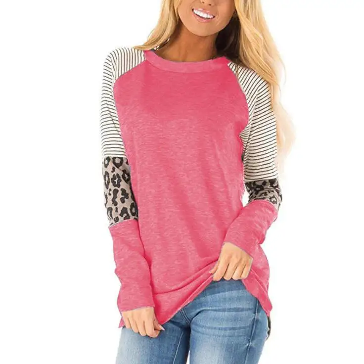 

Women's Color Blo Striped Long Sve T-irt Vintage Sle Loose Fit Cotton Printed T-irt for Ladies Autumn Faion