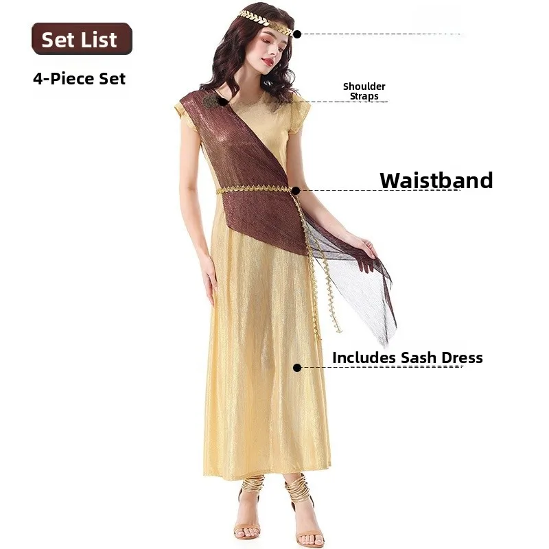 loween Queen Ancient Mythology Character Brown Robe Dr Costume Stage Performance Traditional Chinese Ethnic Women's Wear