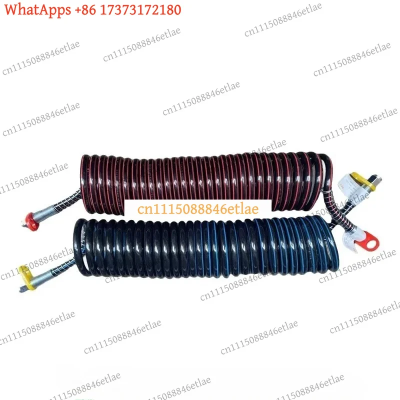 k3 7.5m Semi-Trailer Spiral Air Brake Hose – Explosion-Proof, Cold & Heat Resistant Coiled Tube with Color Stripe