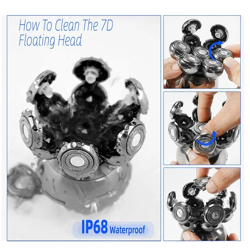 Mens 7 Blade Razor Replacement Shaving Heads Floating Washable Electric 7D Shavers Trimmers Kit Cutter Blades Shaving for woman
