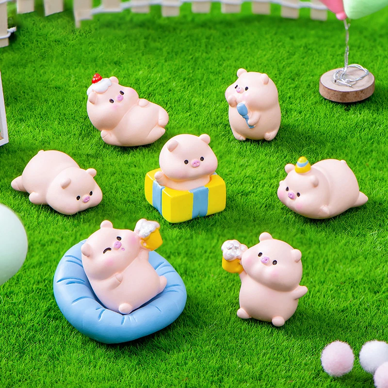 

Birthday Party Little Pig Decorative Accessories Environmental Resin Car Ornaments Crafts Mini Landscape Ornaments