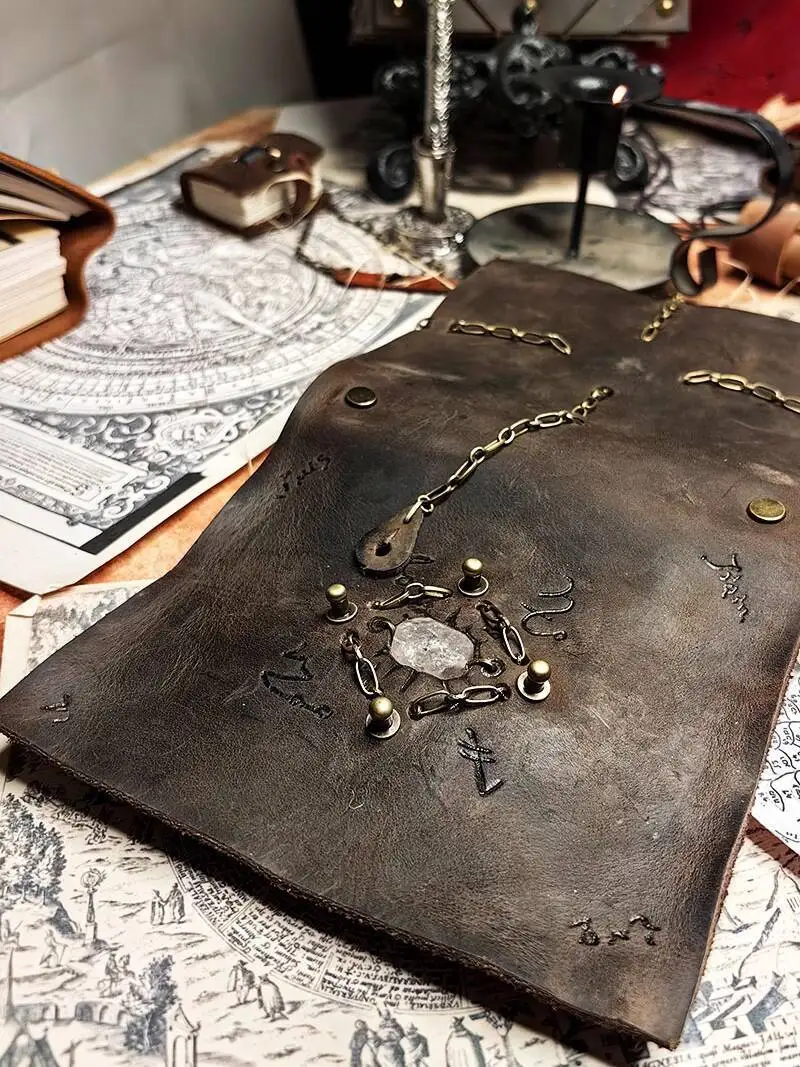 BLAMAG Book Of Locks Theme Magic Book Handmade Leather Cover  Creative Diary Journal Notebook Handaccount