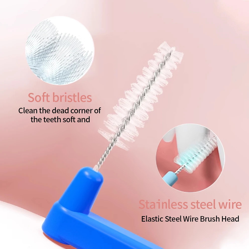 Orthodontic Interdental Brush for Teeth Cleaning Soft Bristles Orthodontic Toothbrush Clean Between Teeth LShape Soft Mini Brush