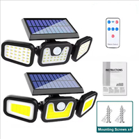 Outdoor LED Solar Wall Lamp Human Body Sensing IP65 Waterproof Light Can Rotate Freely Courtyard Porch Street Garden Villa Light