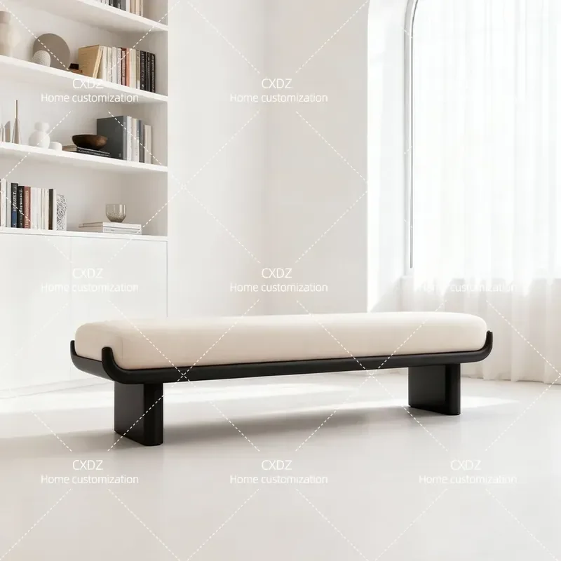 Medieval Solid Wood Fabric Bench Retro Living Room Porch Shoe Change Stool Bedside Seat Home Decor