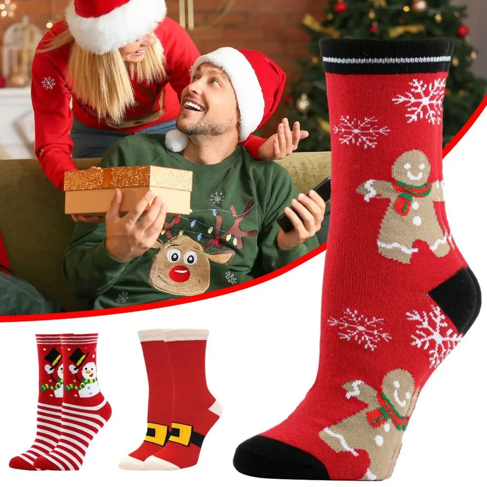 

Novelty Christmas Socks Thickness Mid-tube Socks Snowman Stockings Man Woman Lady Cotton Knit Xmas Funny Socks Unisex