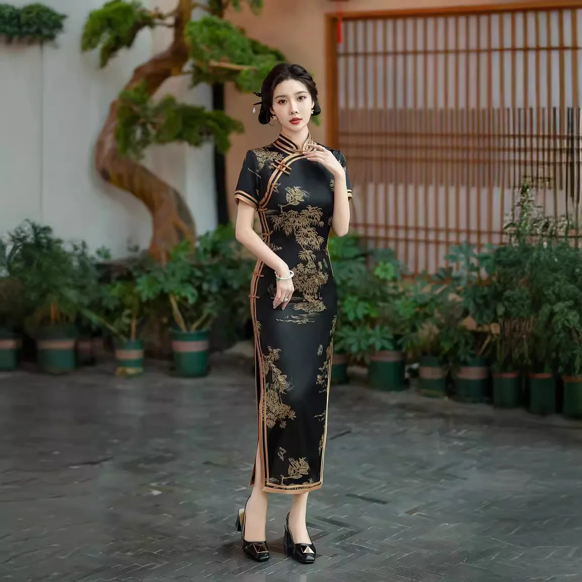 Cheongsam Artistic Jacquard Catwalk  Temperament Republic of China Style Traditional Clothing Evening Dress