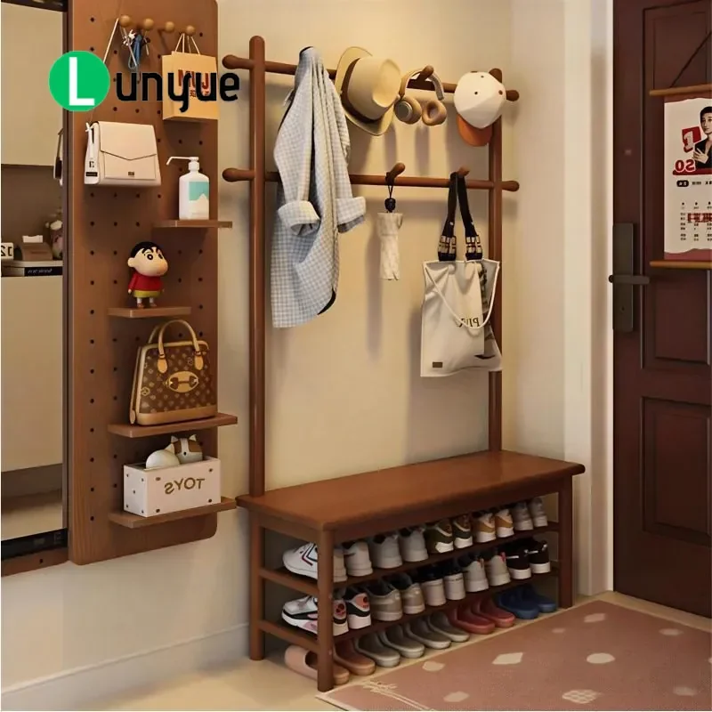 Solid Wood Shoe Changing Stool Integrated with Shoe Cabinet Multi-functional Entryway Bench Light Luxury High-end Home