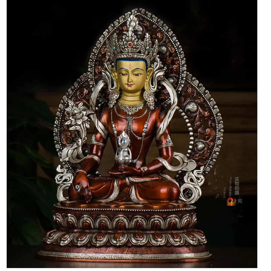 large Nepal Temple High grade TOP Buddha family Effective ksitigarbha Dizang pusa Tara silvering statue