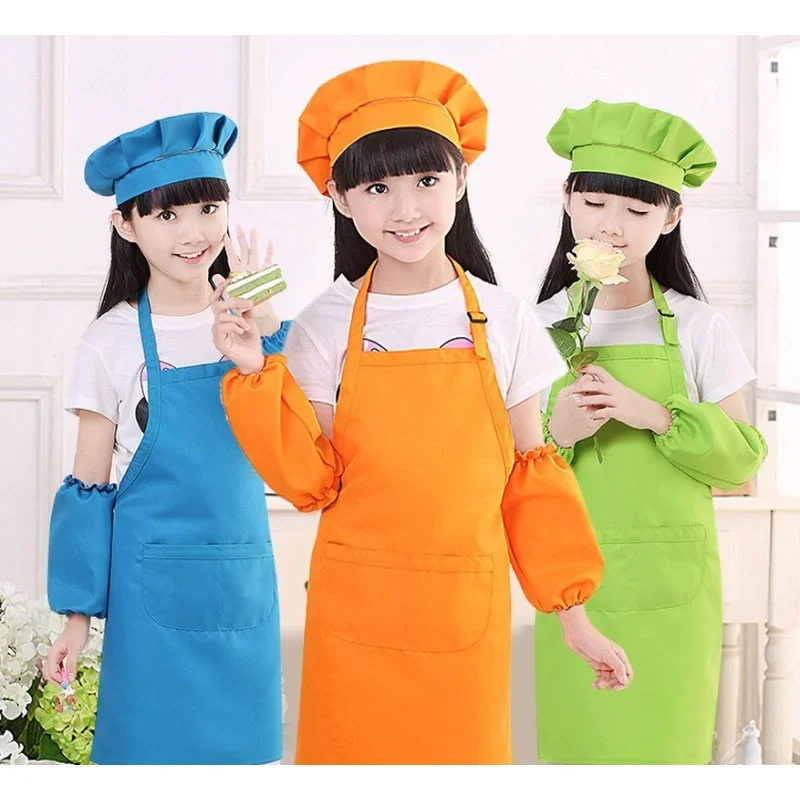 Children Front Pocket Bib Apron Kid Boys Girls Apron Kitchen Child Craft Kids Apron Child Painting Cooking Baby Pinafore