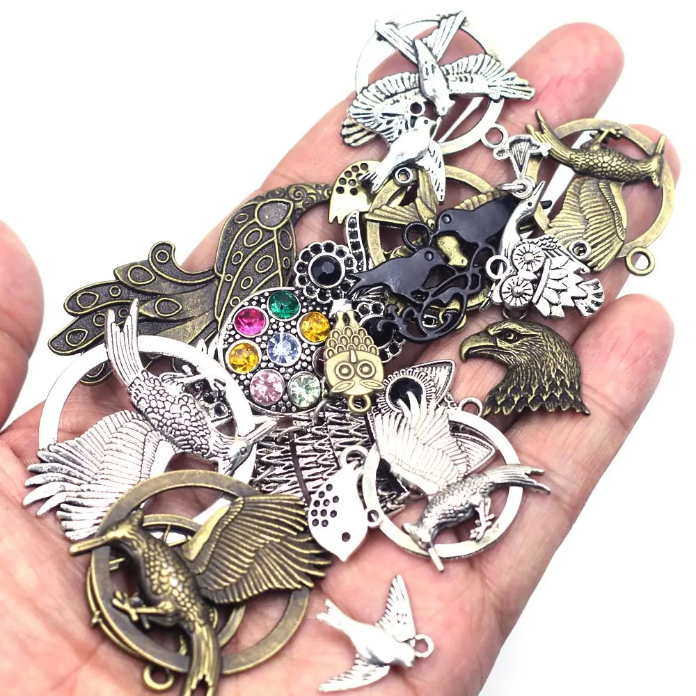 

100PCS Mixed Animal Theme Bird Charm Pendants 10-60mm Multicolor DIY Crafts Jewelry Decoration Making Accessories Materials Bag