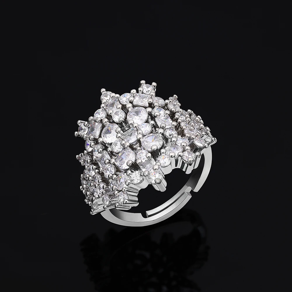 

Luxury 4Pcs White Cubic Zircon Jewelry Set Women Dubai Saudi Arabia Bridal Wedding Party Jewelry Set Gift