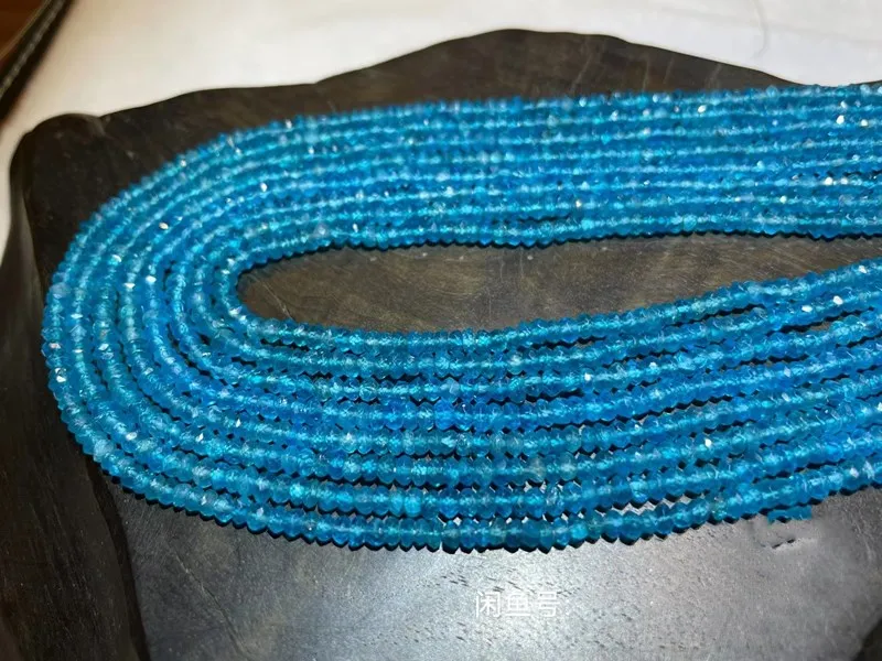 loose beads blue Apatite roundelle faceted  3-4mm nature  for making jewelry necklace 33cm FPPJ wholesale