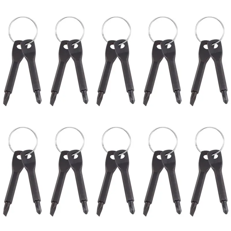 AEE4-10 Set Portable Screwdriver Tool Outdoor EDC Multi-Function Tool Flat-Head Screwdriver Phillips Screwdriver Key Ring