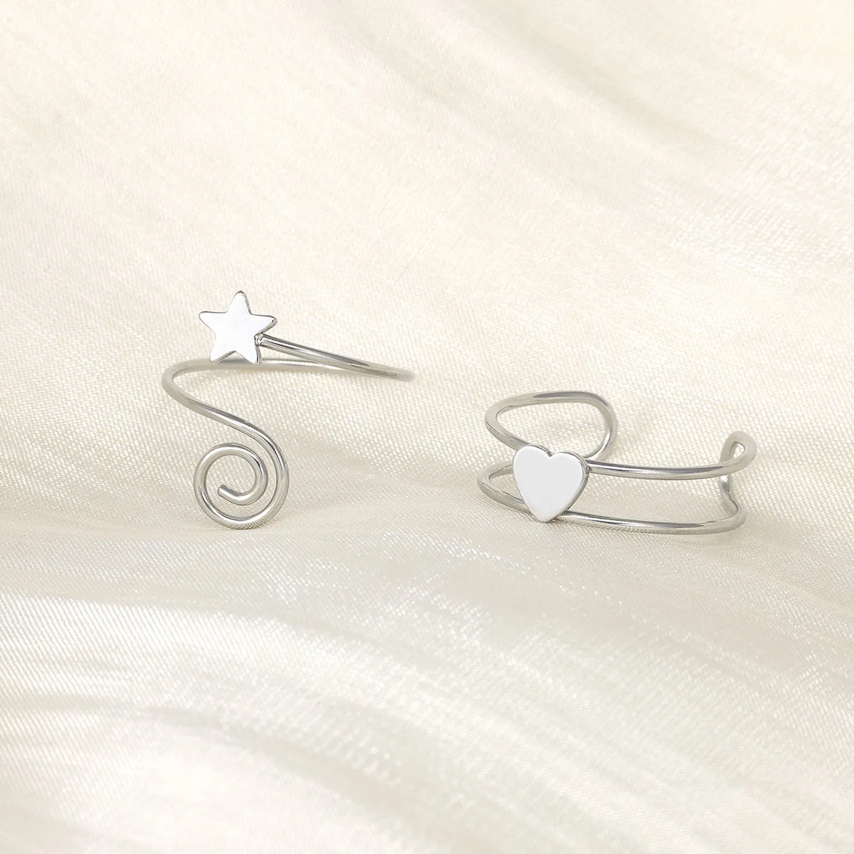 Adjustable Heart Star Toe Rings for Women Minimalist Stainless Steel Spiral Open Foot Ring Cuff Summer Beach Body Jewelry view 4