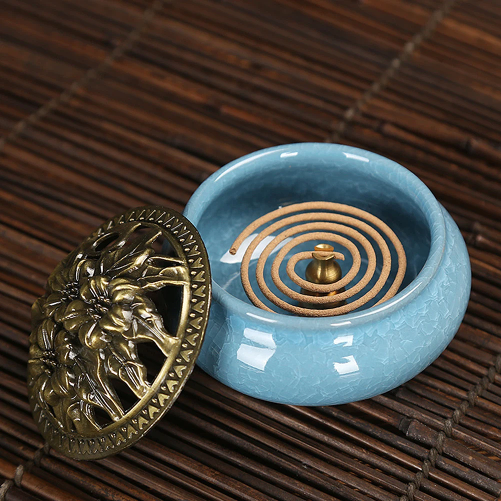 

Ceramic Incense Burner Vintage Censer Desktop Decoration for Meditation Yoga Relaxation Study Office Incense Burners