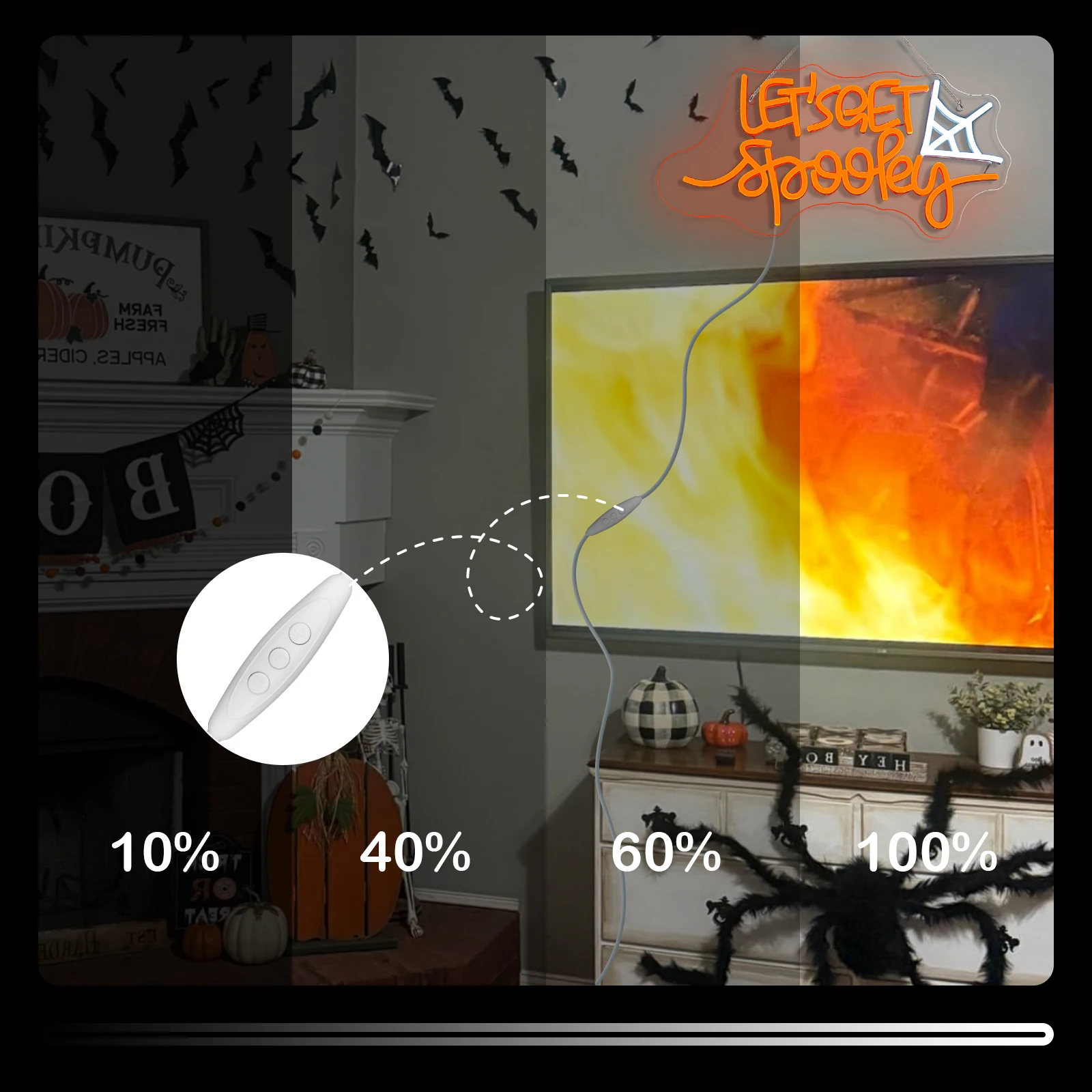 Let's Get Spooky Neon Sign USB Dimmable Light Up Sign for Wall Decor for Halloween Party Bedroom Man Cave Windows