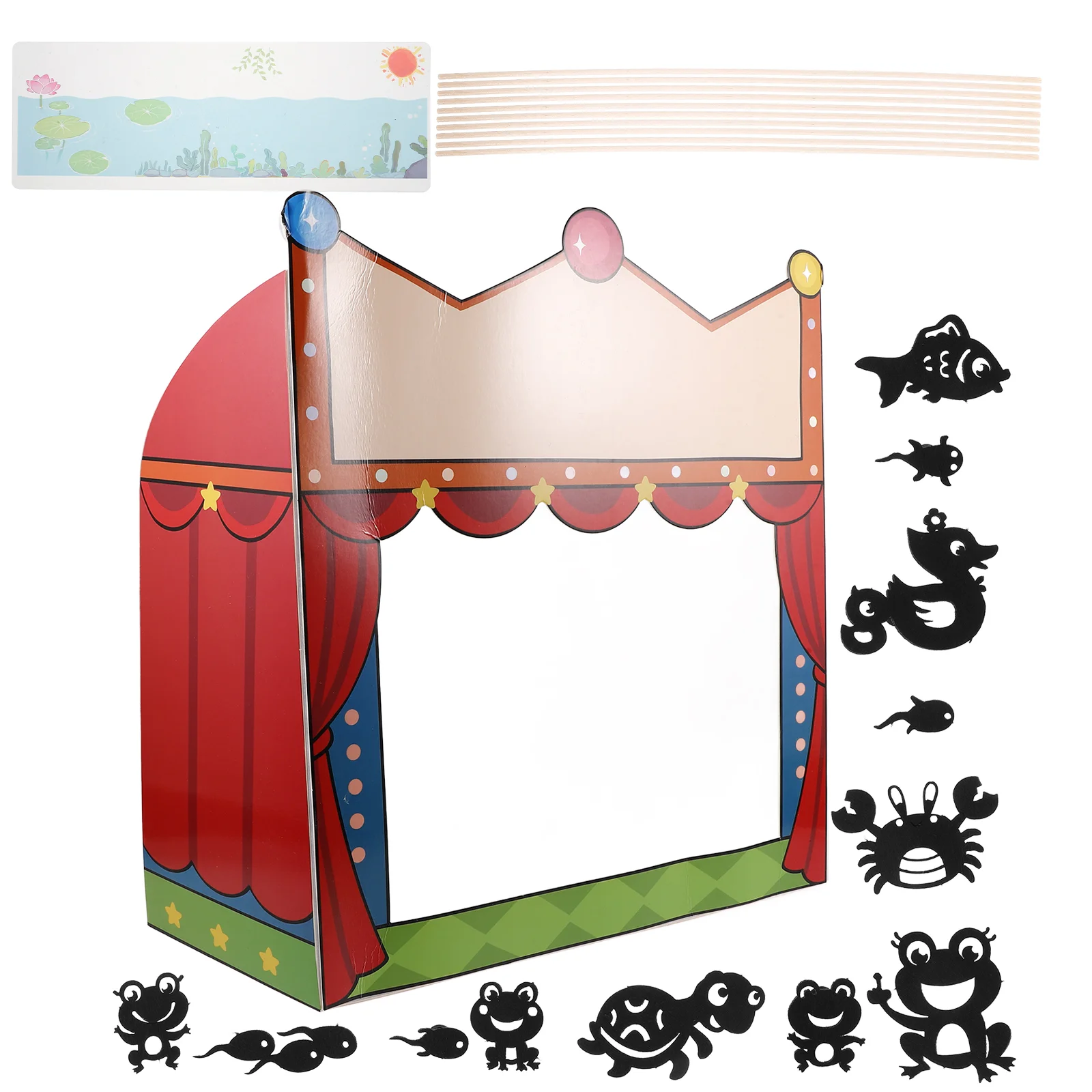 Shadow Puppet Teaching Aids DIY Kit Theater for Kids Finger Family Puppets Show Stage Play