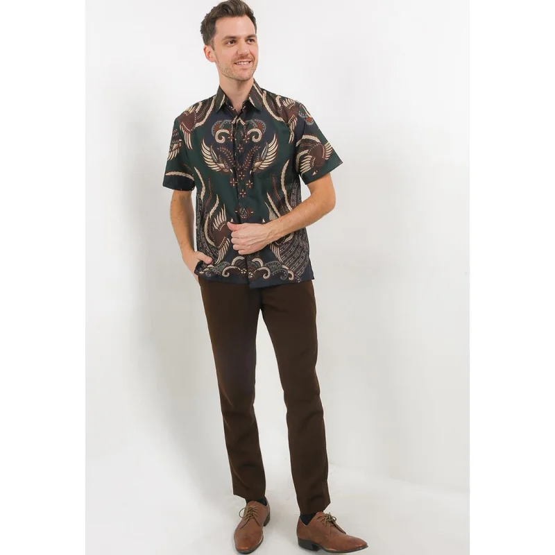 Camicia batik esclusiva da uomo 2025 Aydin manica corta casual e moderna stile nazionale estivo