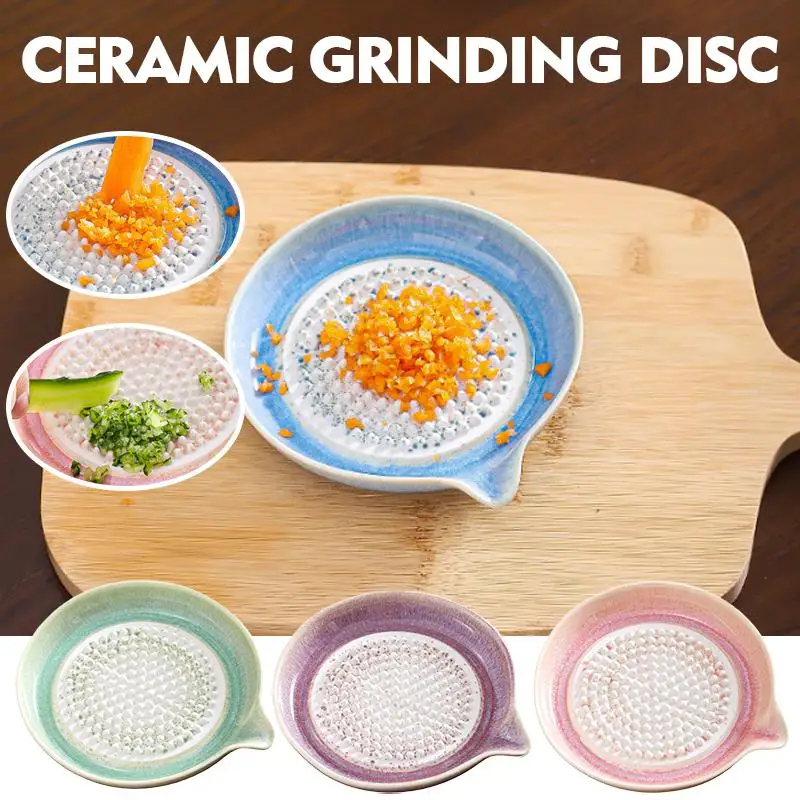 Ceramic Garlic Grater Plate Japanese Style Porcelain Ginger & Wasabi Grinder with Spout Kitchen Tool for Making Paste