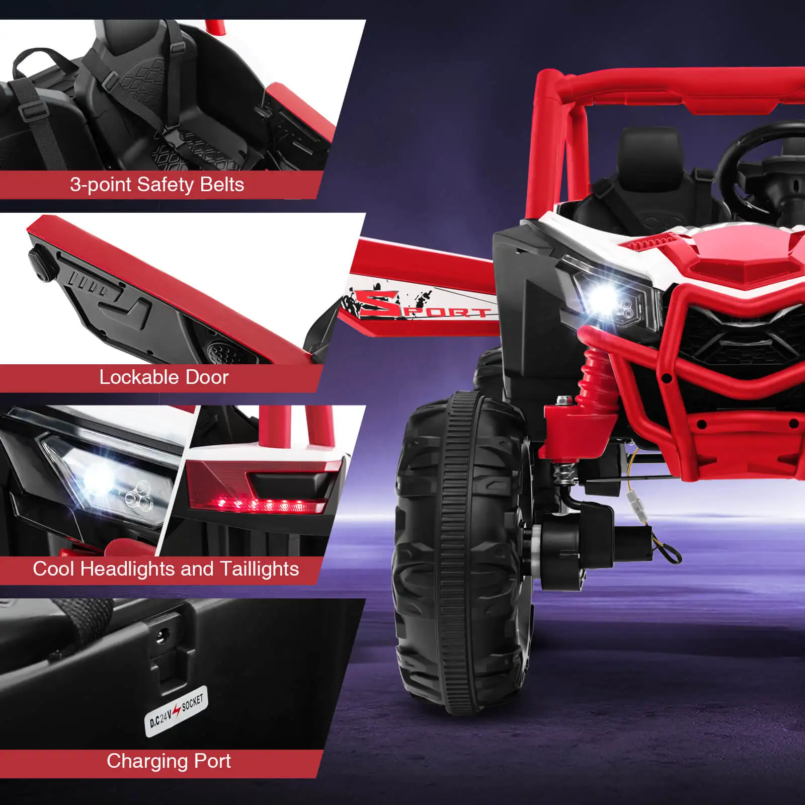 24V Kids Ride on UTV w/ 4 x 100W Powerful Engine Remote Control High/Low Speed