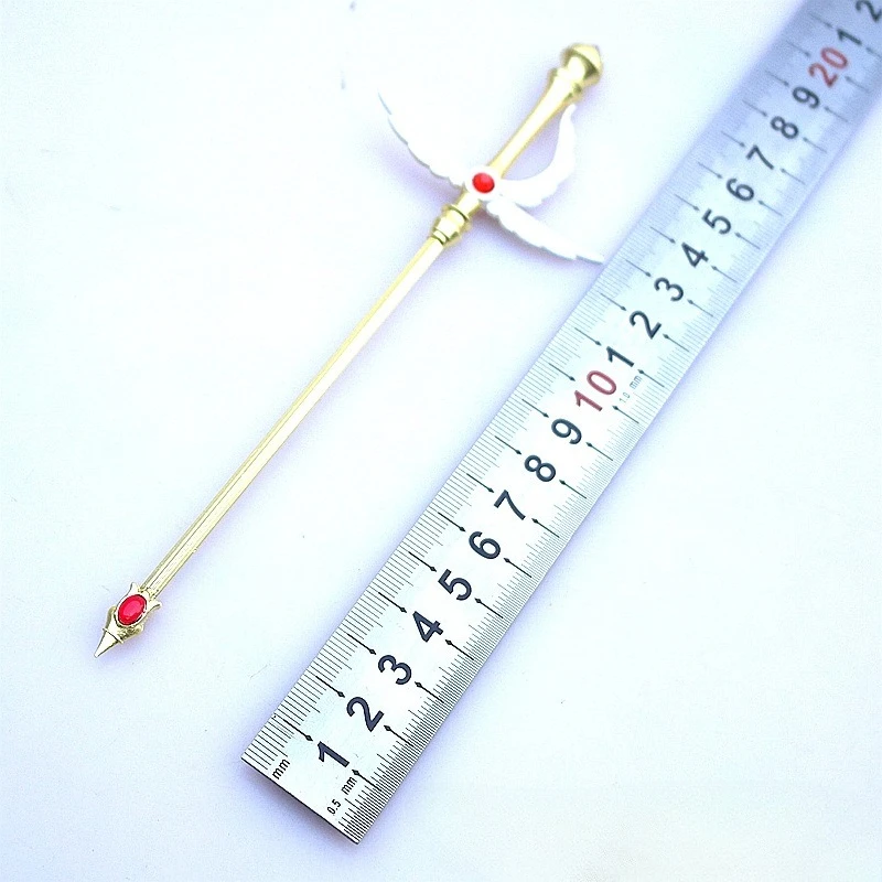 كاردكابتور ساكورا كورو بطاقة الصولجانات السداسية ستار عصا سحرية قصب ستار عصا معدنية نموذج عرض مكتبي مجموعات الحلي