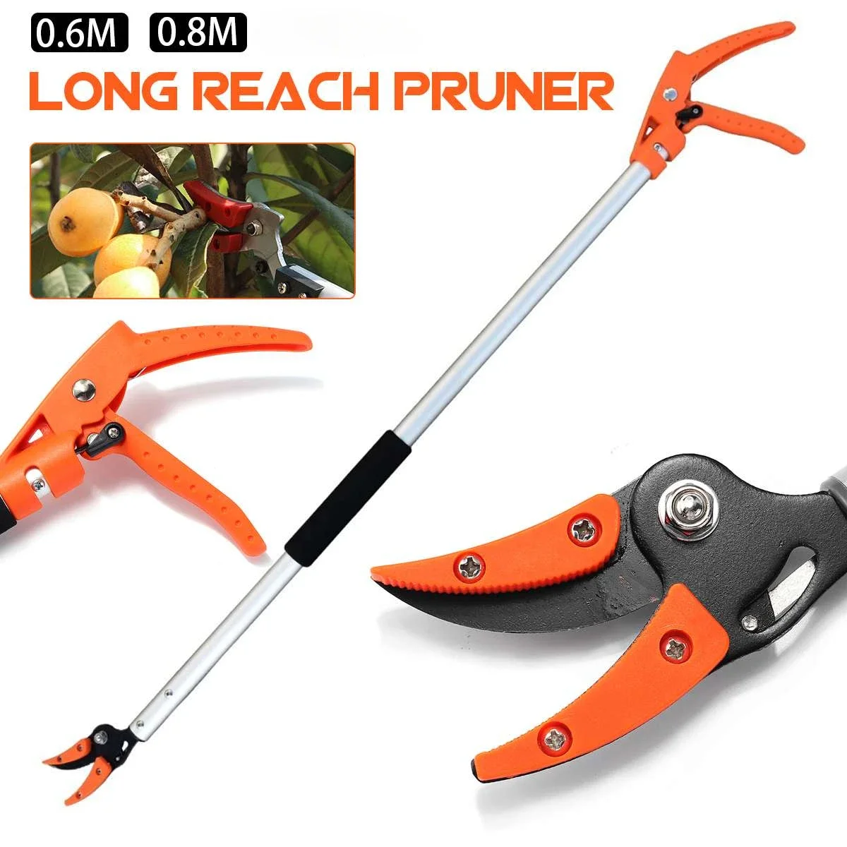 

0.6-0.8M Extra Long Telescopic Pruning and Hold Bypass Pruner Max Cutting 1/2 inch Fruit Picker Tree Cutter Garden Supplies