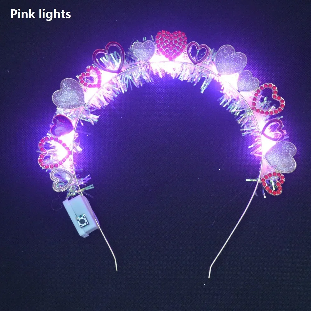 1 Stück Flash Light Up Stirnbänder Strass Lametta Stern Herz Haarband Krone für Braut Verlobung Glow Party Hochzeit Festival