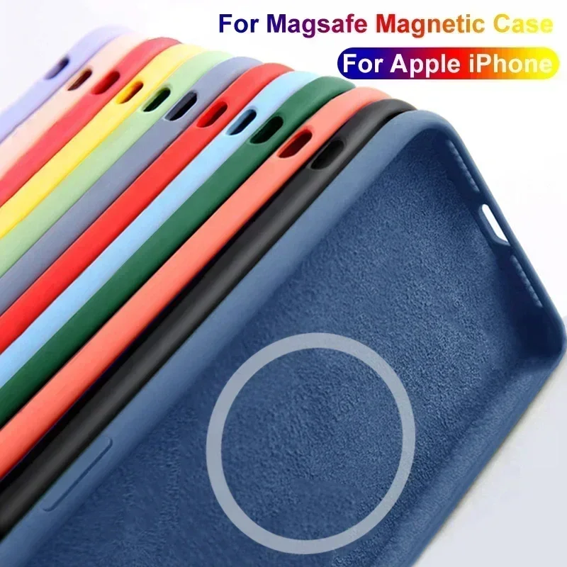 Magsafe-Apple iPhone用のオリジナルの磁気ケース,ワイヤレス充電付きシリコンケース,13,12,11,14 pro max,plus,mini,x,xr