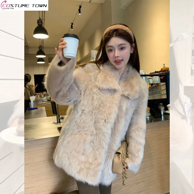 

Imitation of otter rabbit fur autumn and winter new style thickened high-end environmentally friendly fashionable fur coat