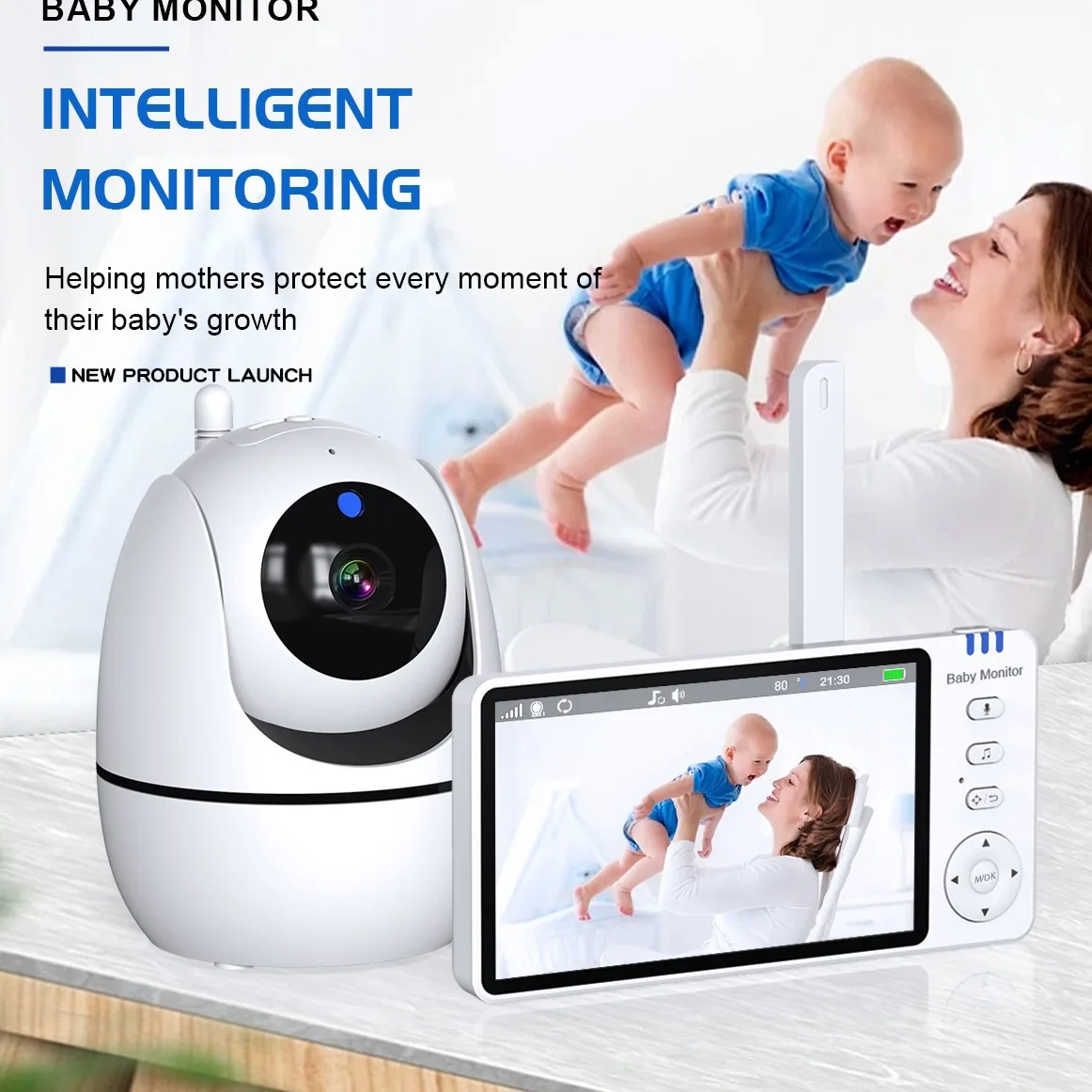 5inch Baby Surveillance Camera PTZ  Wireless Two Way Audio Night Vision Remote Babyphone Temperature Sensor Lullaby Baby Monitor