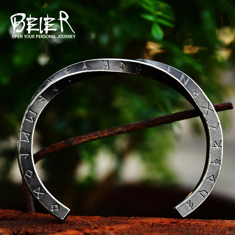 BEIER Retro Unique Norse Viking futhark bracelet Men Scandinavian Jewelry Vikings pagan Symbol for women bangle&bracelet BRG-056