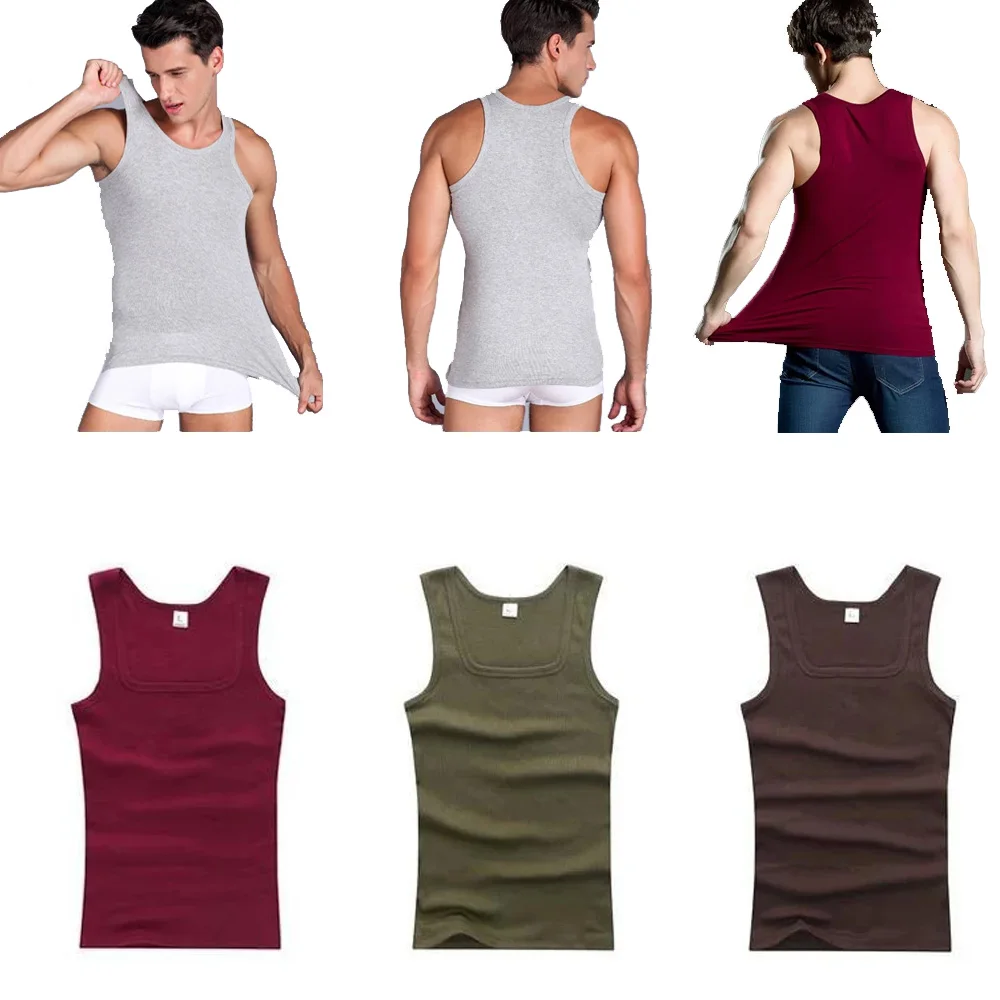 Men's Close-fitting Vest Cotton Tank Top Men Fitness Elastic Casual O-neck Breathable Bodybuilding Sleeveless Vest Male Tanks