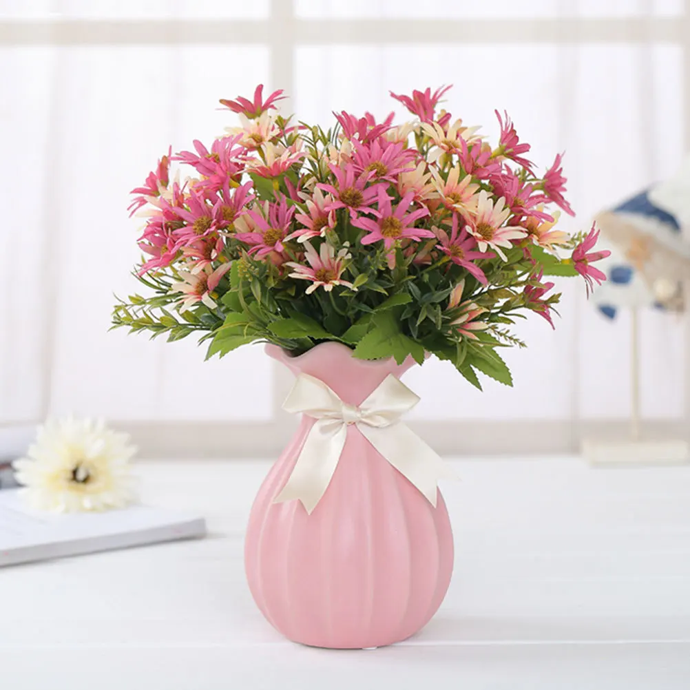 

Ceramic Flower Vase Hydroponic Artistic Room Ornament Pink Premium Material Long Lasting Table Container Floral Arrangement