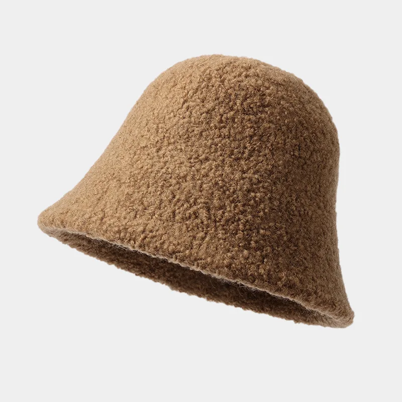 Sombrero Hat Fashion Winter Women Fisherman Hat Wool Blend Warm Pot Hat Big Head Show Face Small Sheep Felt Bucket  Big