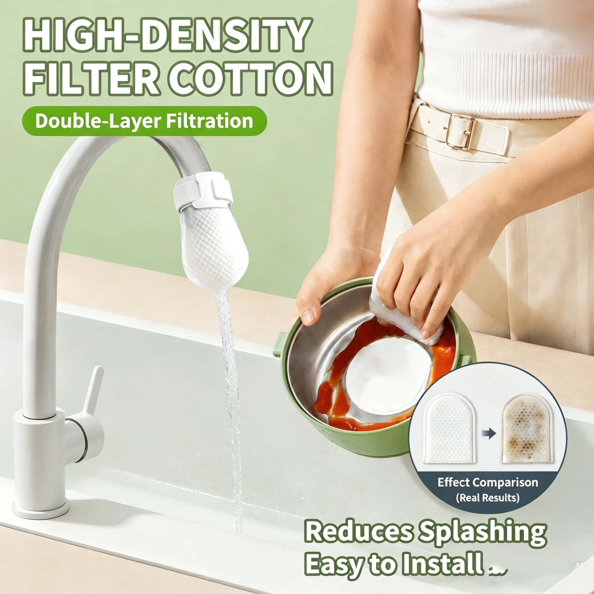 50/100PCS Faucet Filter Cotton Covers with T-Shaped Straps Thickened Nonwoven Sediment Rust Impurity Screen for Kitchen Sink New