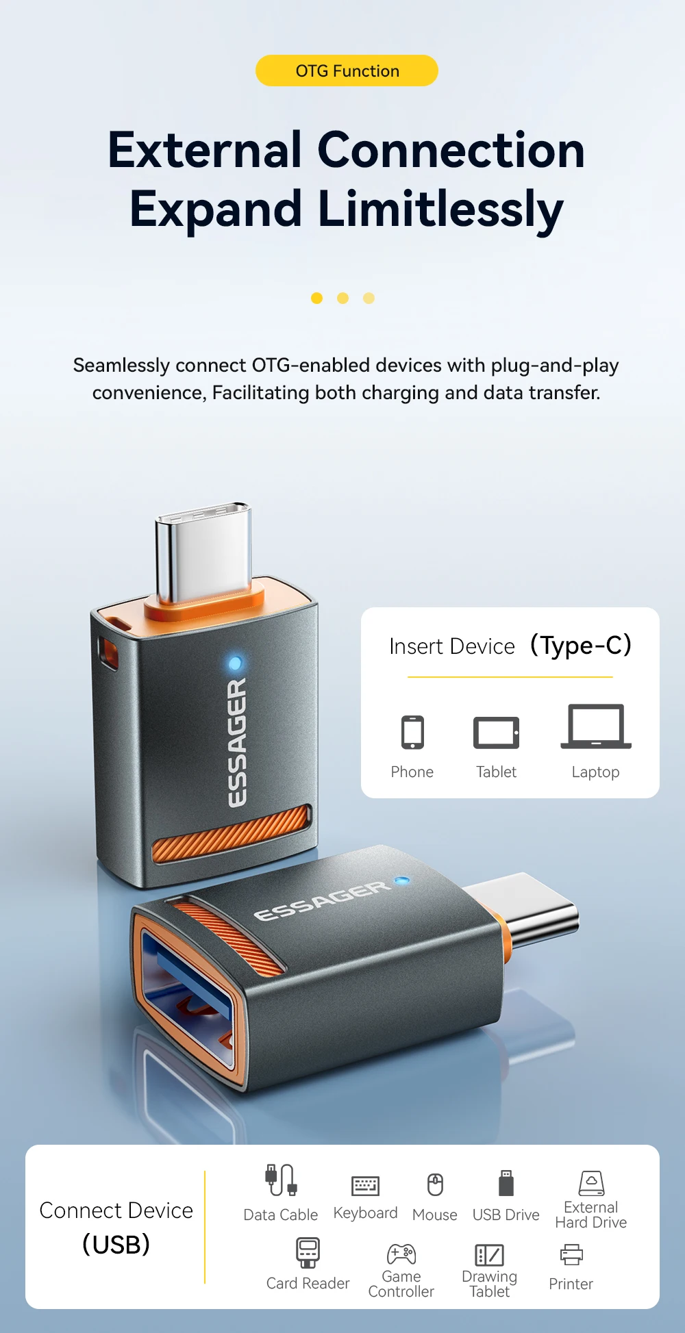 Essager USB 3.0 Adapter OTG USB A Female to Type C Adapter Male Converter For Macbook Pro Air Samsung S20 S10 USB OTG Connector