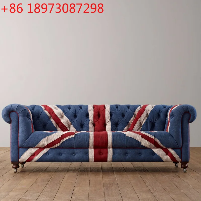 

Американский диван в британском стиле, тканевый диван, рисовый диван, льняной диван с британским флагом