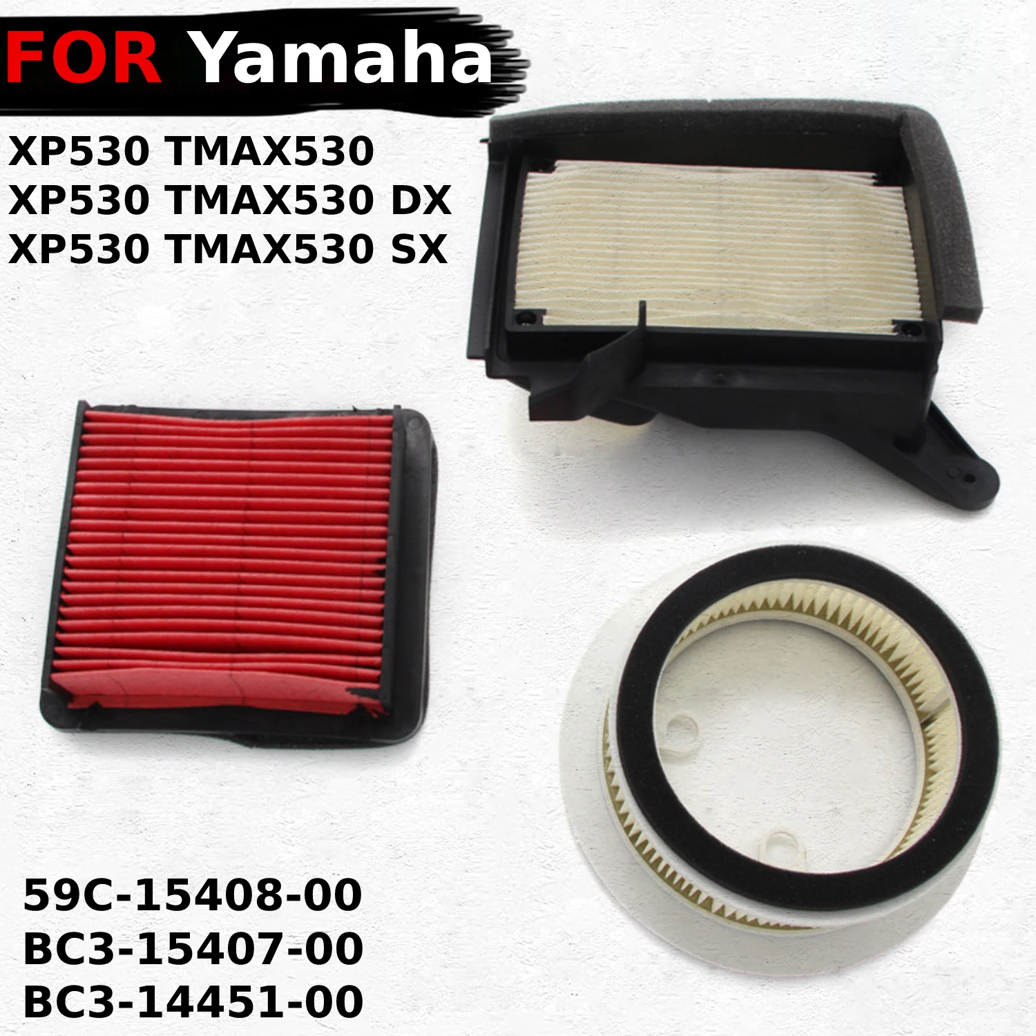 

Motorcycle Carburetor Air Filters Cleaner Intake 3pcs For Yamaha XP530 TMAX530 DX SX 2017 2018 2019 59C-15408-00 BC3-15407-00
