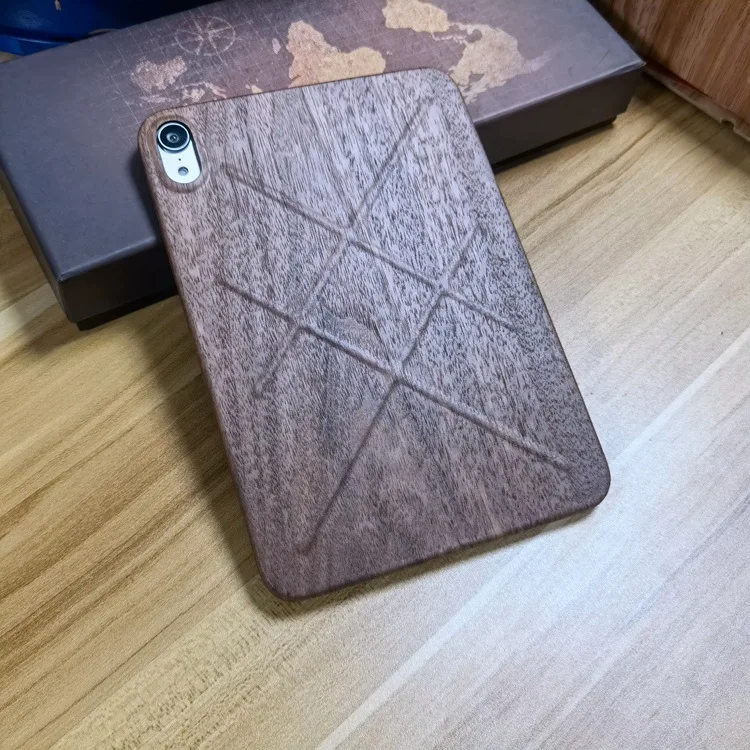 For Apple iPad Mini 6 / 7 Real Wooden + Aramid Fiber Built-inside 3 Layers Protective Super Lightweight 7th 6th Gen Back Cover